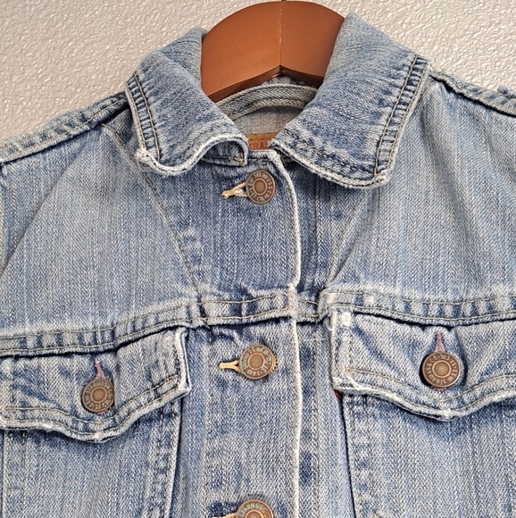 Levi's Distressed Sleeveless Button Up Vest Size JR Small - Picture 7 of 11